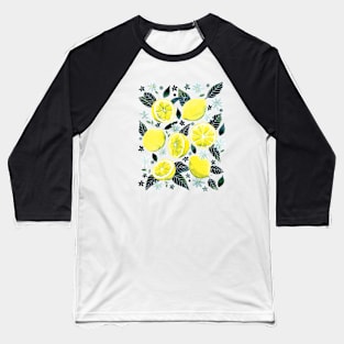 Watercolor Lemons Pattern Baseball T-Shirt